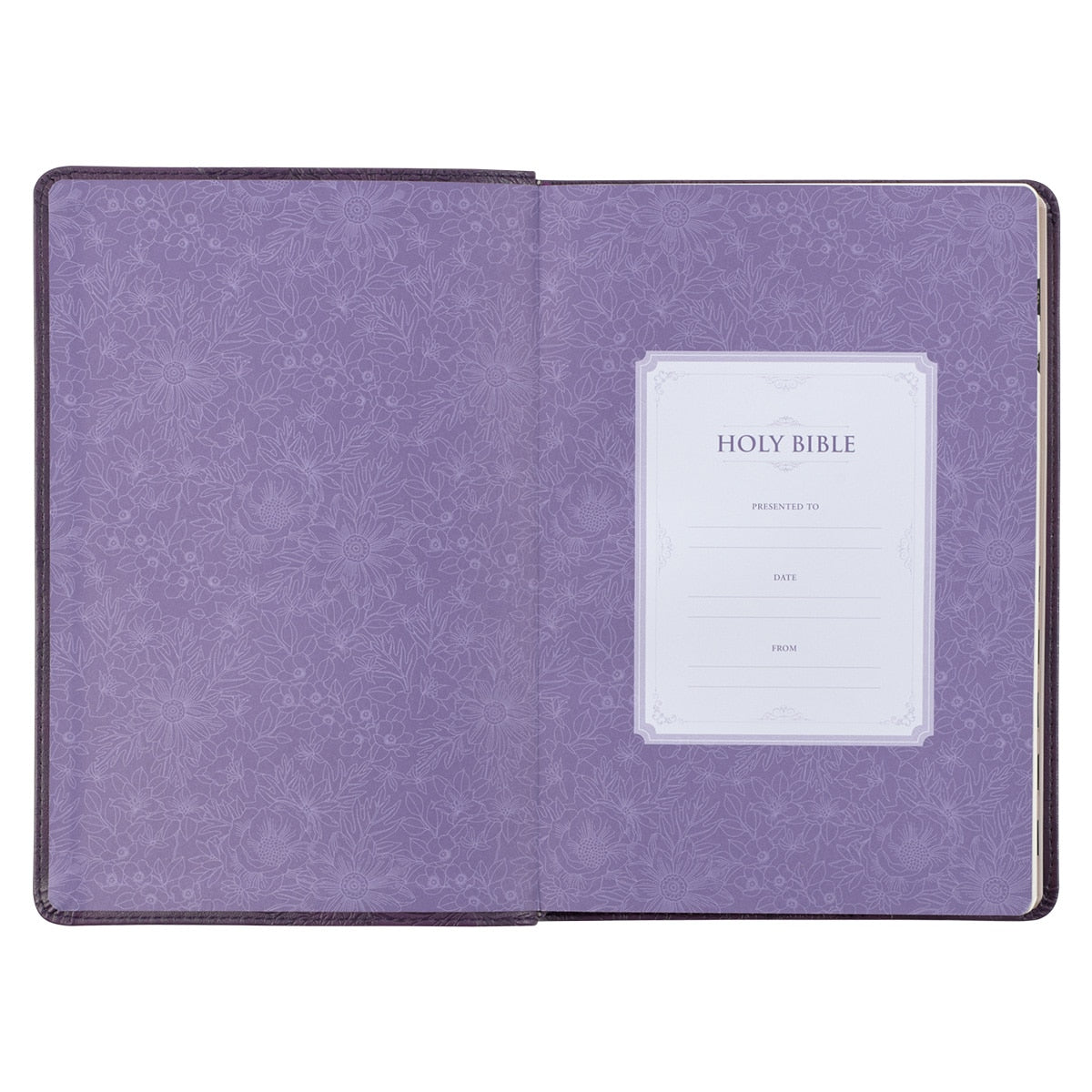 Purple Floral Faux Leather Large Print Thinline King James Version Bible with Thumb Index