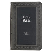 Gray and Black Faux Leather Giant Print Standard-size King James Version Bible with Thumb Index