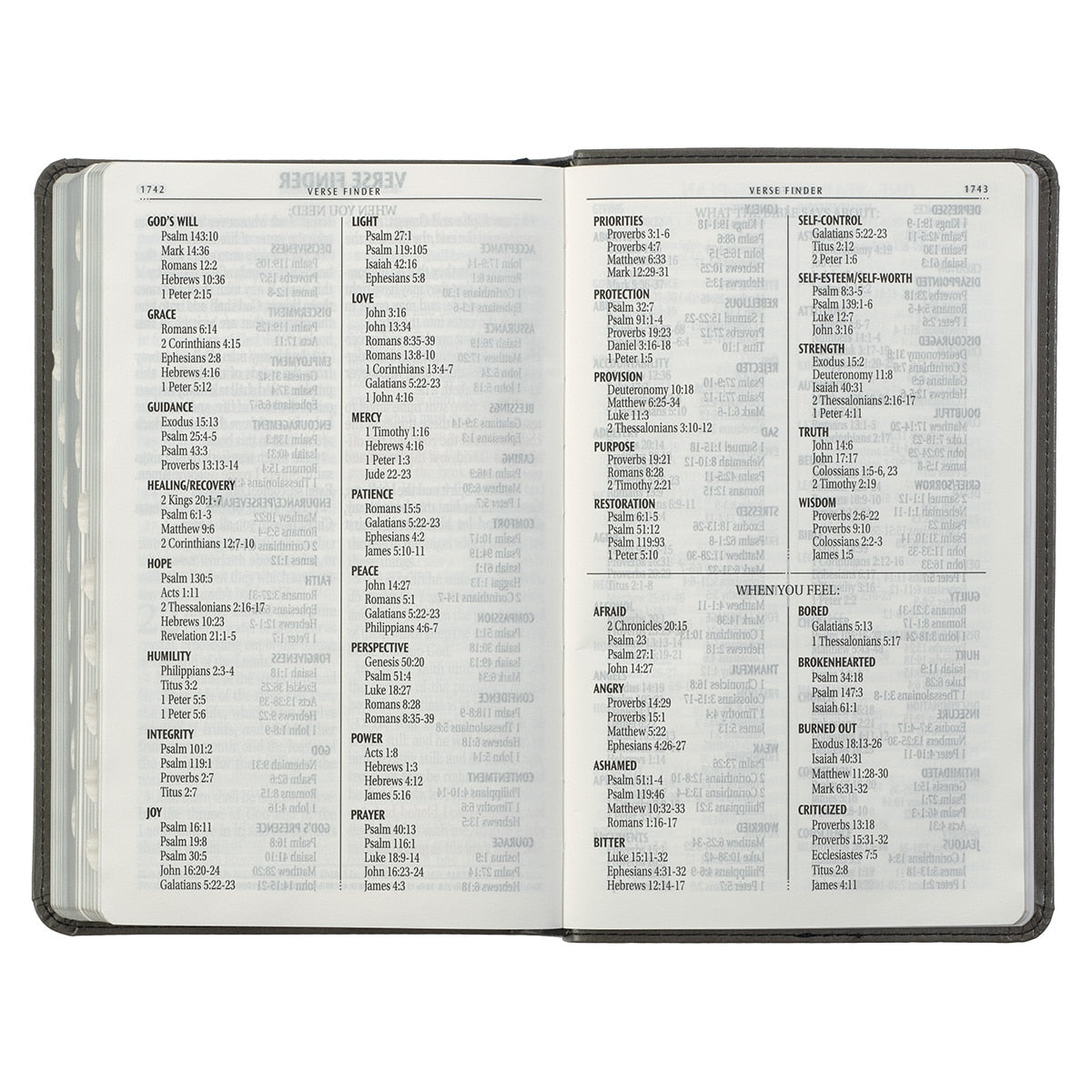 Gray and Black Faux Leather Giant Print Standard-size King James Version Bible with Thumb Index