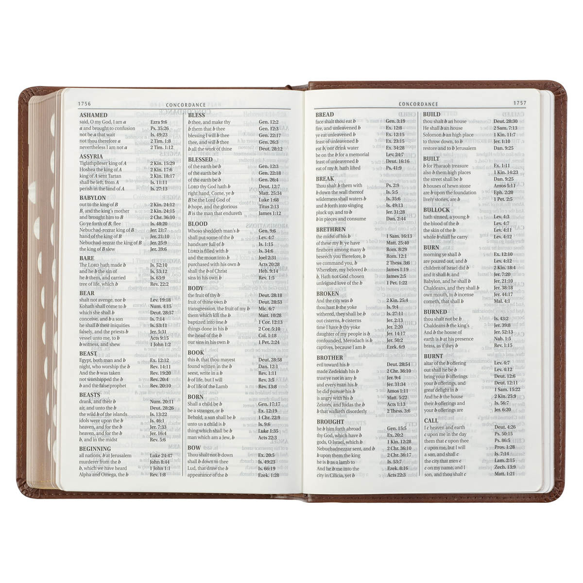 Saddle Tan and Butterscotch Faux Leather Giant Print Standard-size King James Version Bible with Thumb Indexing