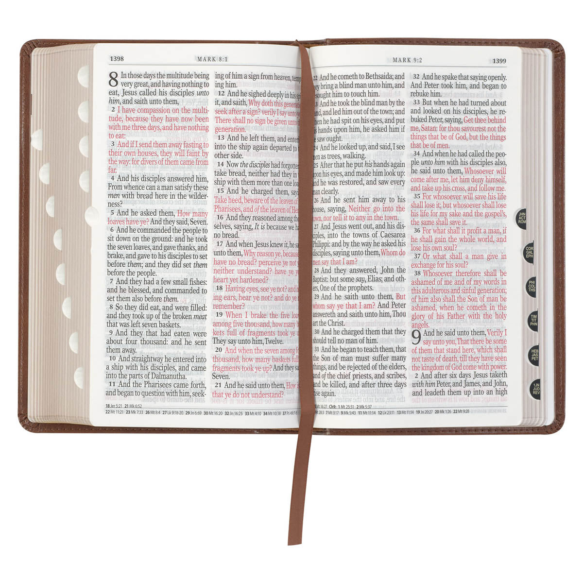 Saddle Tan and Butterscotch Faux Leather Giant Print Standard-size King James Version Bible with Thumb Indexing