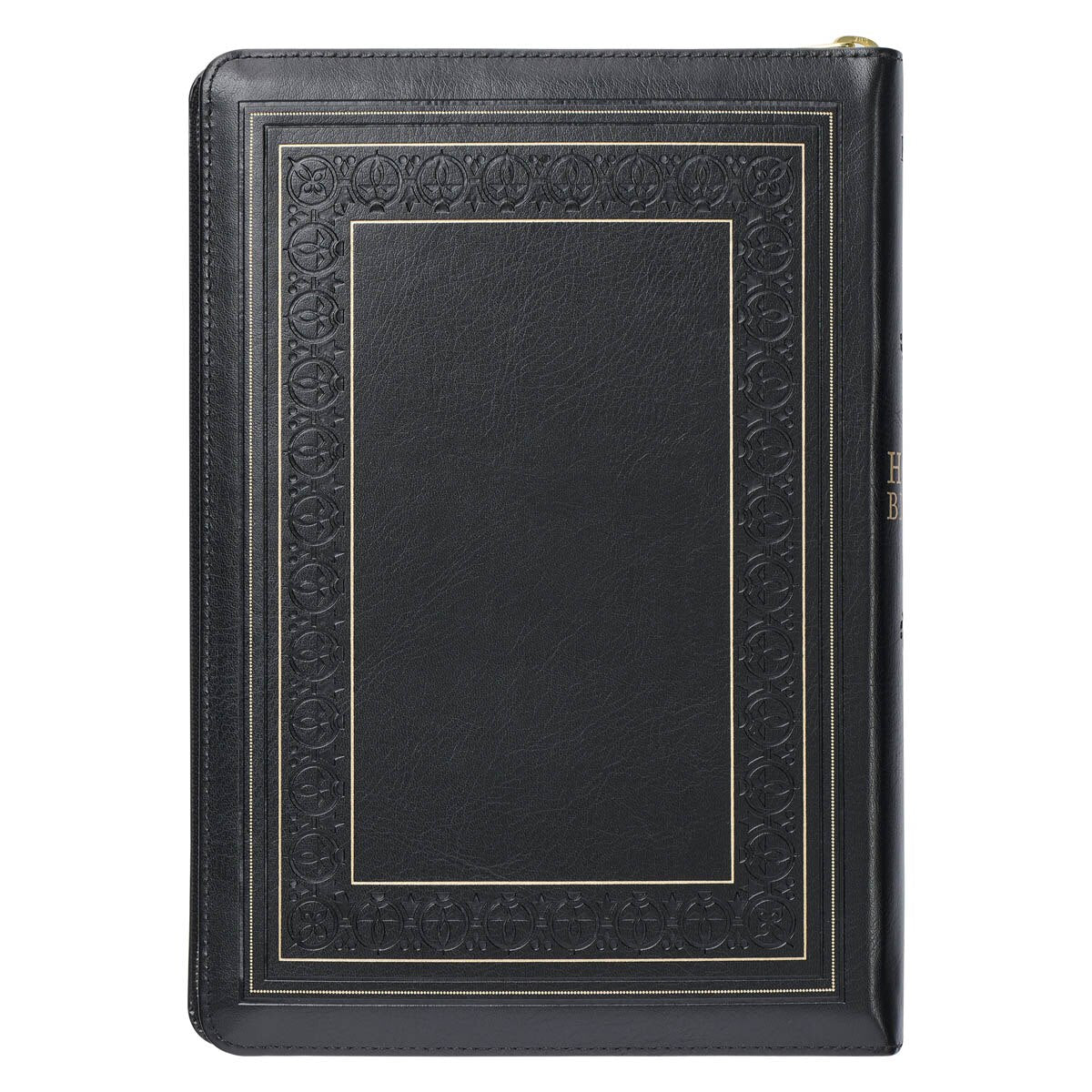 Black Framed Faux Leather Giant Print Full-size King James Version Bible with Thumb Index and Zippered Closure
