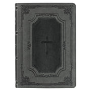 Gray with Black Inlay Faux Leather Super Giant Print King James Version Bible with Thumb Index