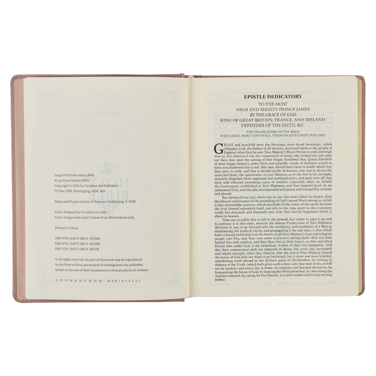 Rose Gold Faux Leather Hardcover Large Print KJV Note-taking Bible