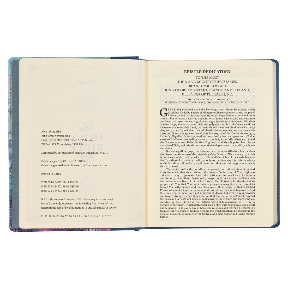 Blue Floral Faux Leather Hardcover Note-taking Bible