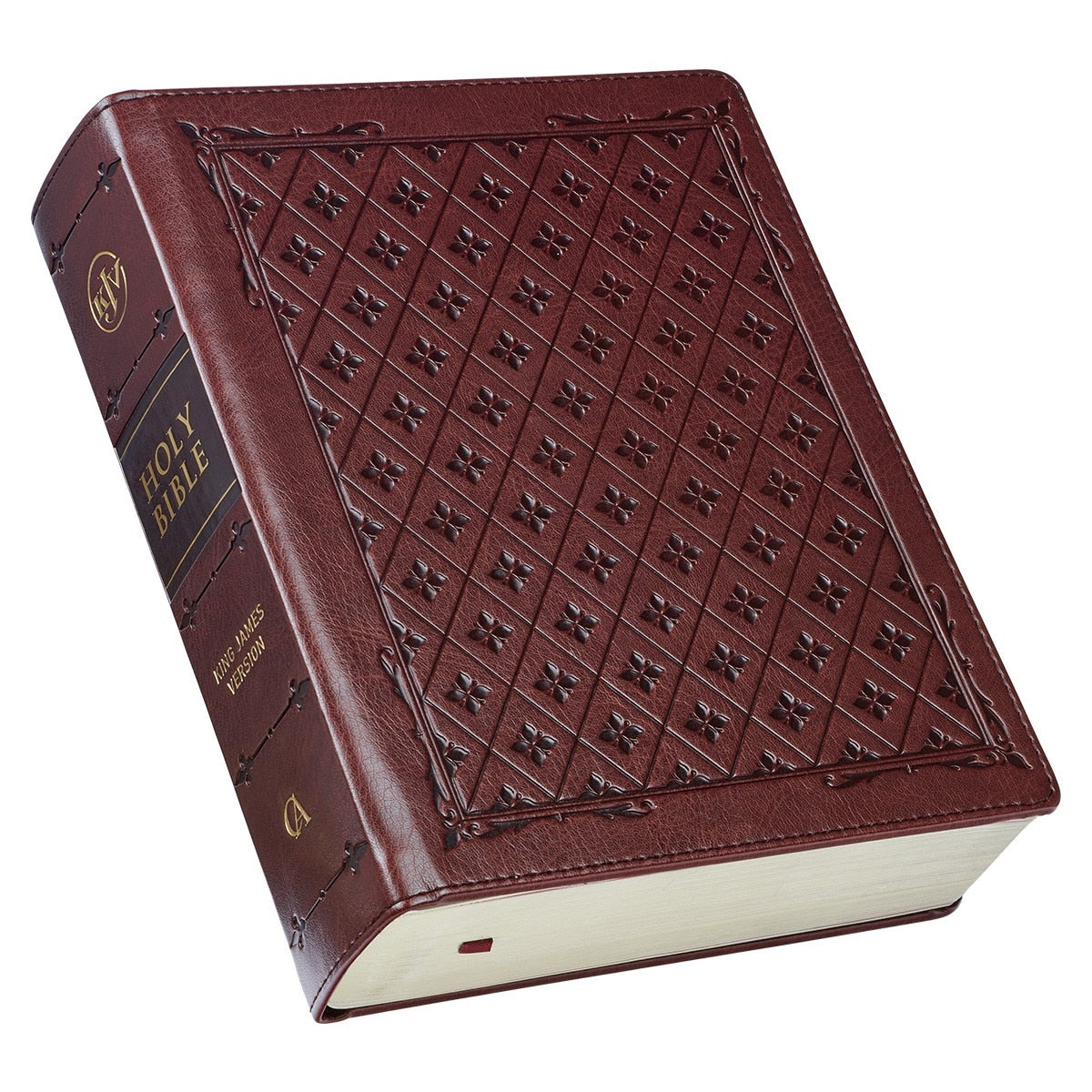 Burgundy Diamond Grid Faux Leather Hardcover Large Print KJV Note-taking Bible