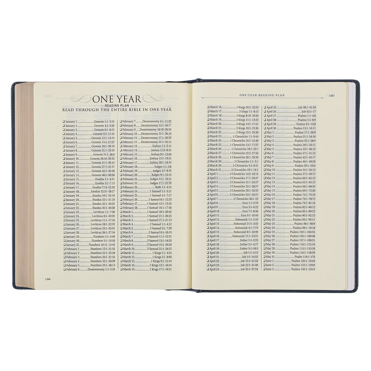 Navy Blue Floral Faux Leather Hardcover Large Print KJV Note-taking Bible