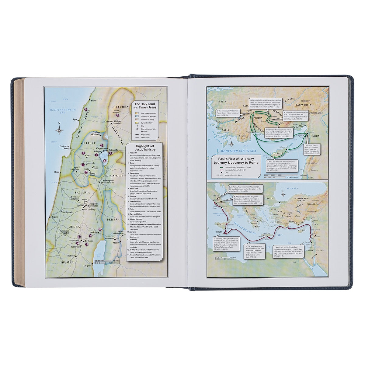 Navy Blue Floral Faux Leather Hardcover Large Print KJV Note-taking Bible