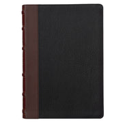 Black and Burgundy Full Grain Leather Large Print King James Version Study Bible with Thumb Index