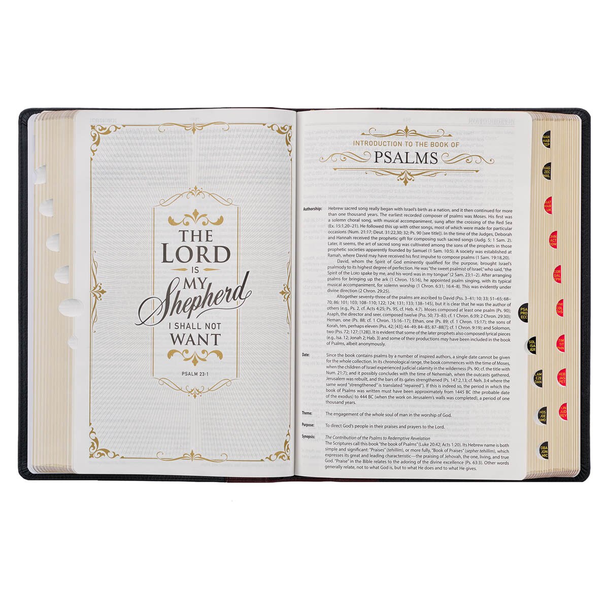 Black and Burgundy Full Grain Leather Large Print King James Version Study Bible with Thumb Index