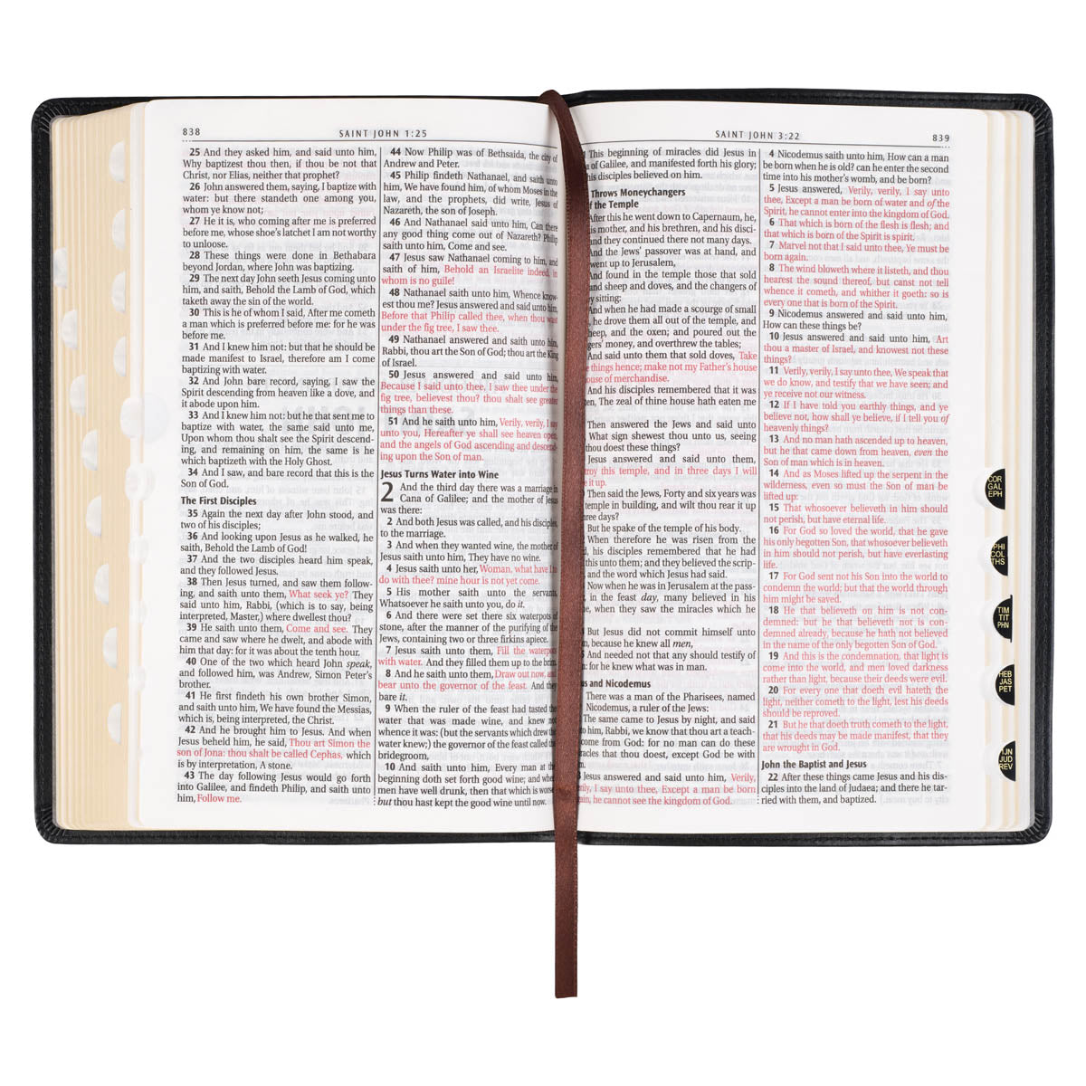 Black Framed Faux Leather King James Version Deluxe Gift Bible with Thumb Index