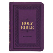 Iris Purple Faux Leather Compact King James Version Bible with Zippered Closure
