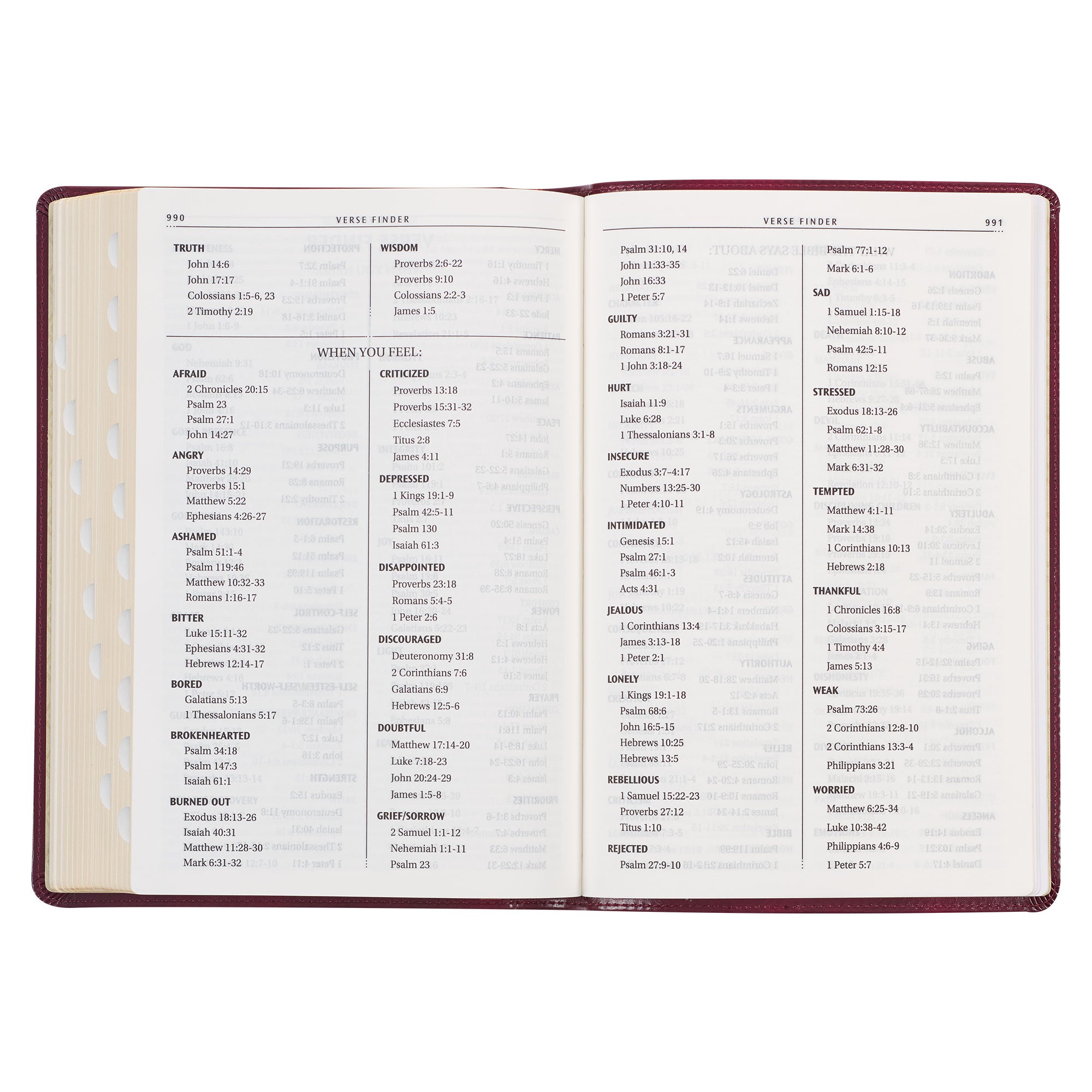 Burgundy Cross Faux Leather Large Print Thinline King James Version Bible with Thumb Index