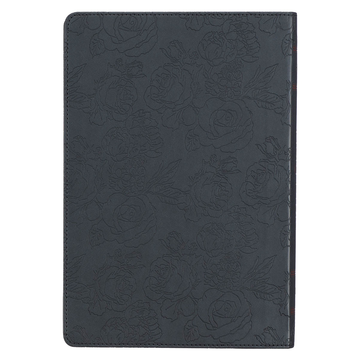 Floral Black Faux Leather Large Print Thinline King James Version Bible with Thumb Index
