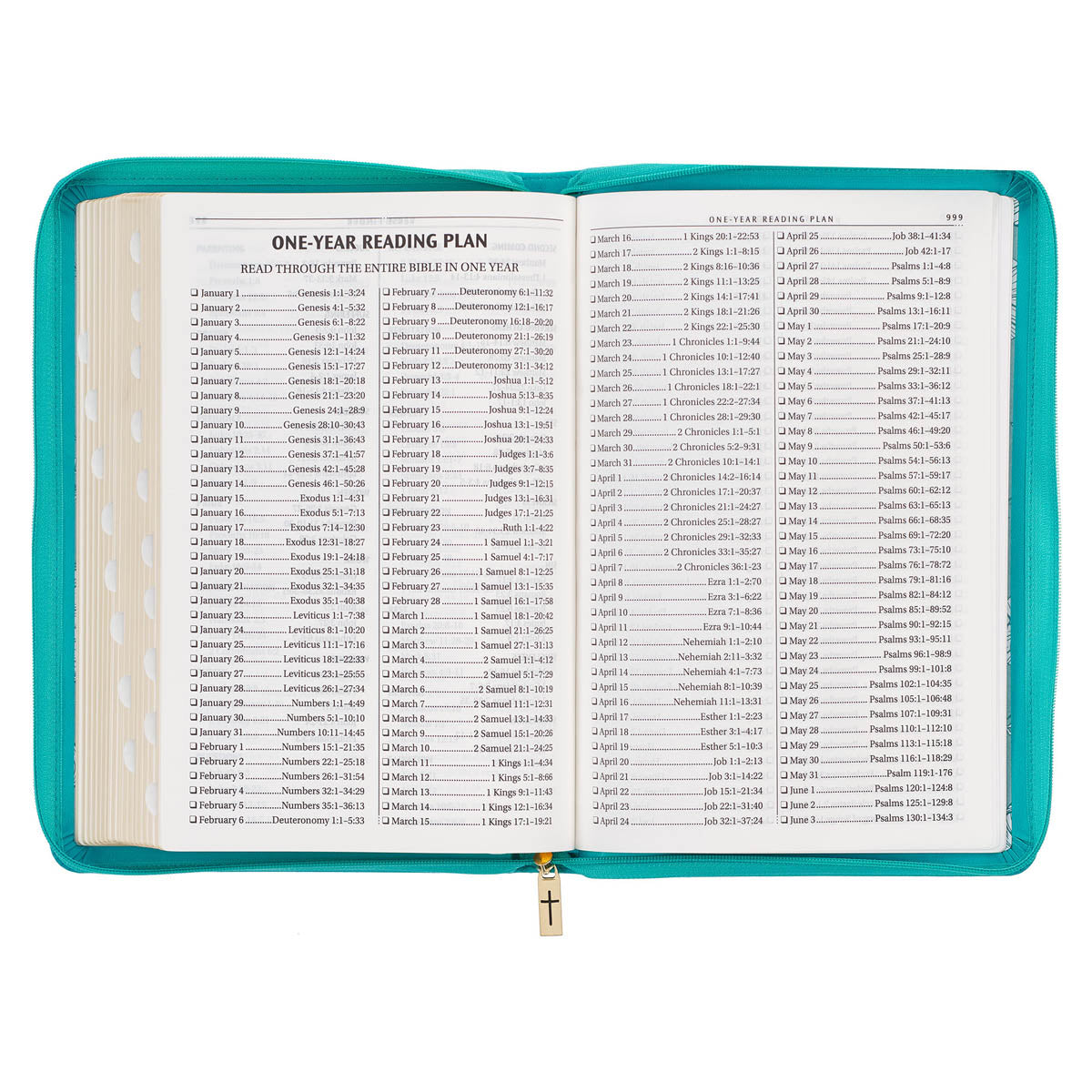 Vibrant Teal Faux Leather Large Print Thinline King James Version Bible with Zippered Closure and Thumb Index