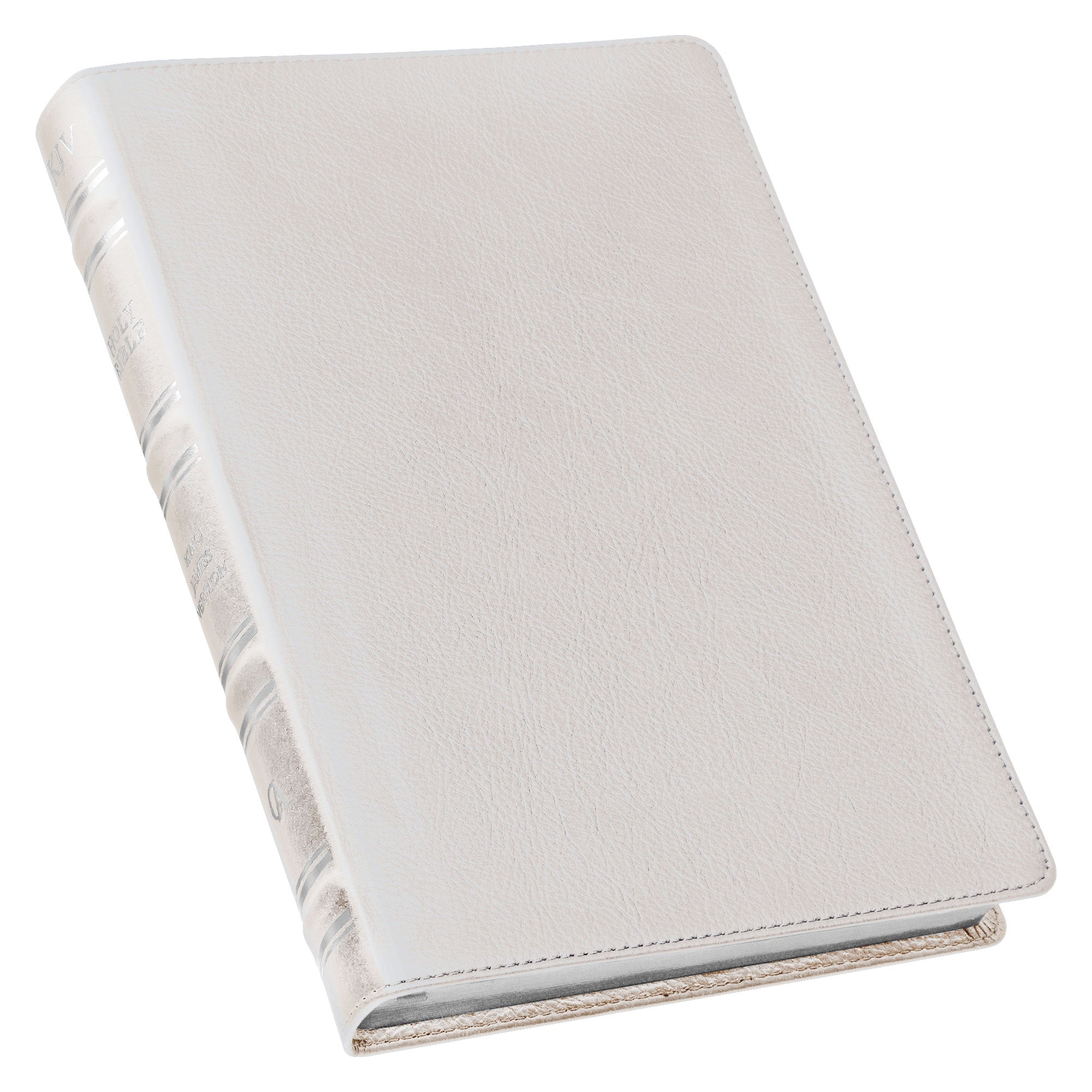 White Full Grain Leather Full-size Giant Print King James Version Bible with Thumb Index