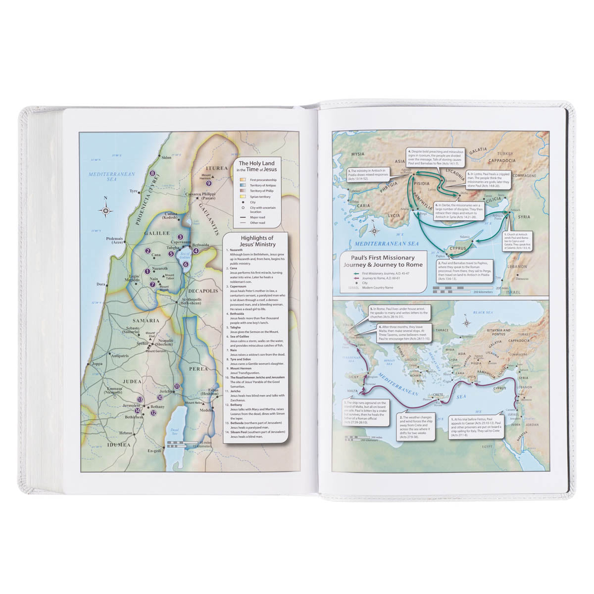 White Full Grain Leather Full-size Giant Print King James Version Bible with Thumb Index