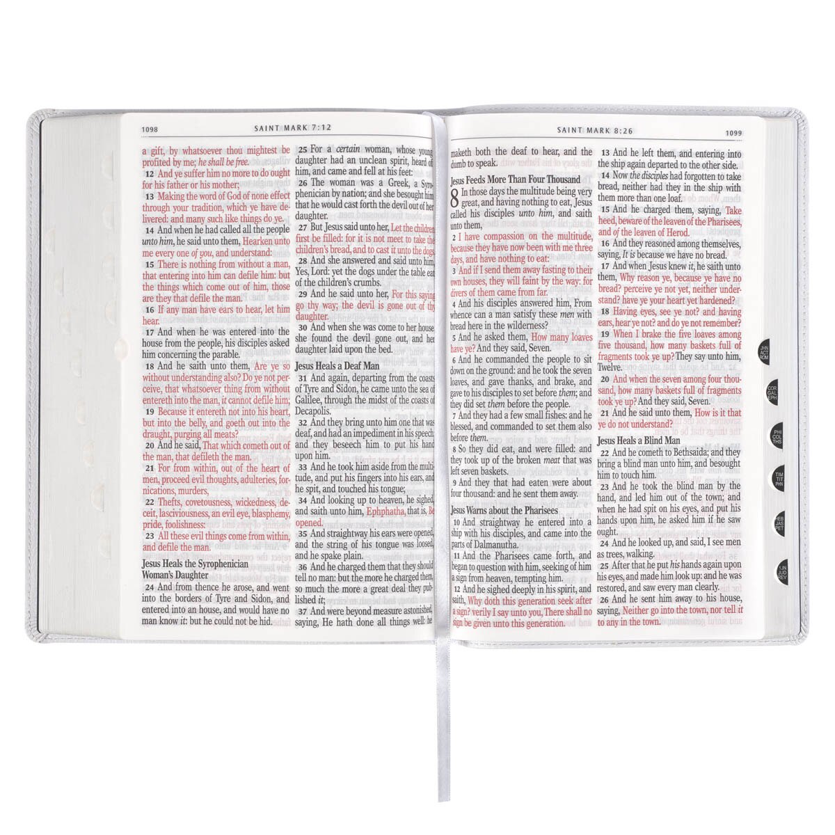 White Full Grain Leather Full-size Giant Print King James Version Bible with Thumb Index