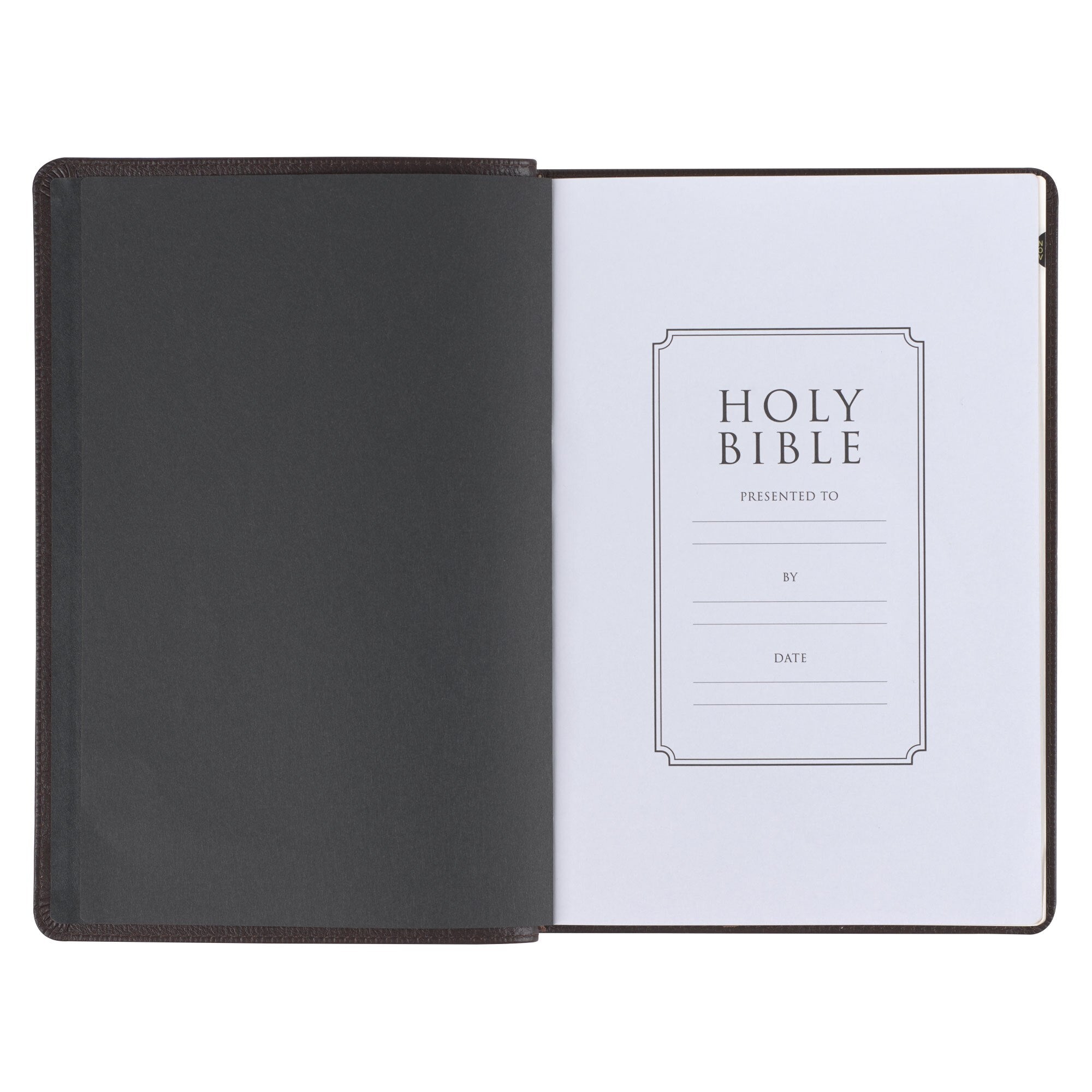 Brown Full Grain Leather Large Print Thinline King James Version Bible with Thumb Index