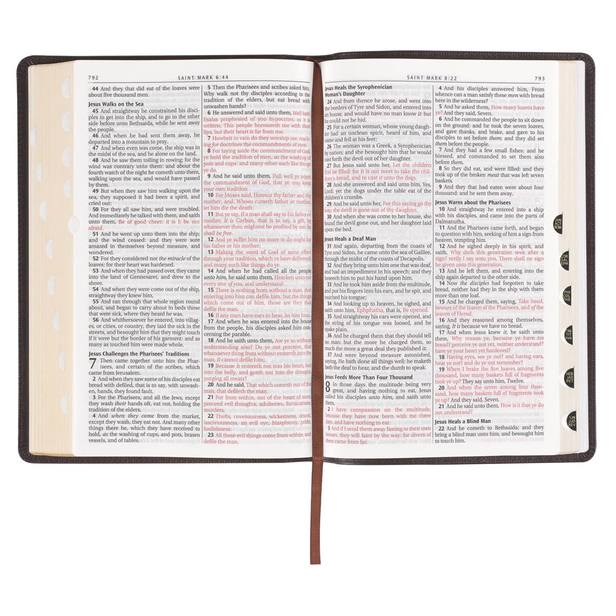 Brown Full Grain Leather Large Print Thinline King James Version Bible with Thumb Index