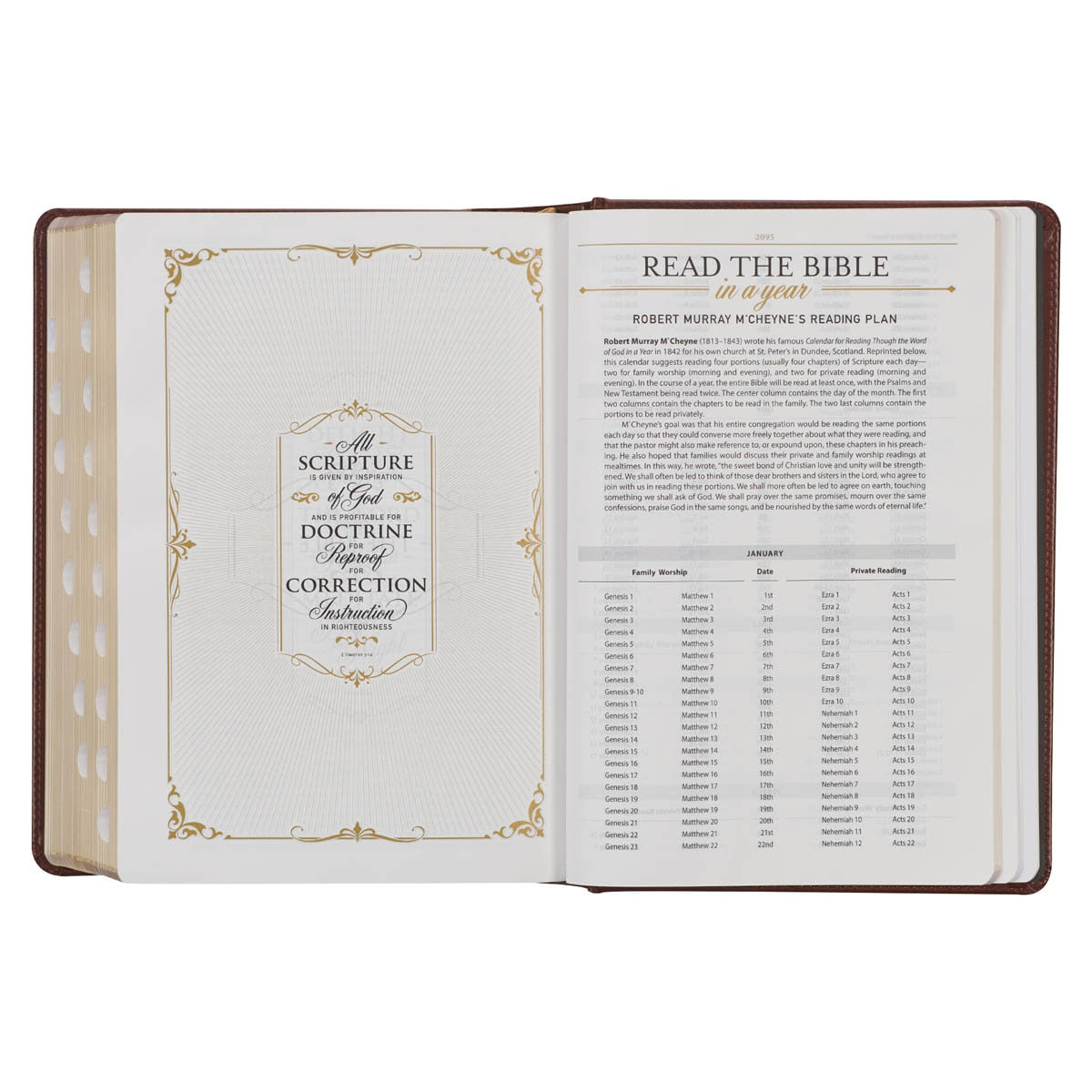 Toffee and Burgundy Faux Leather Hardcover King James Version Study Bible with Thumb Index