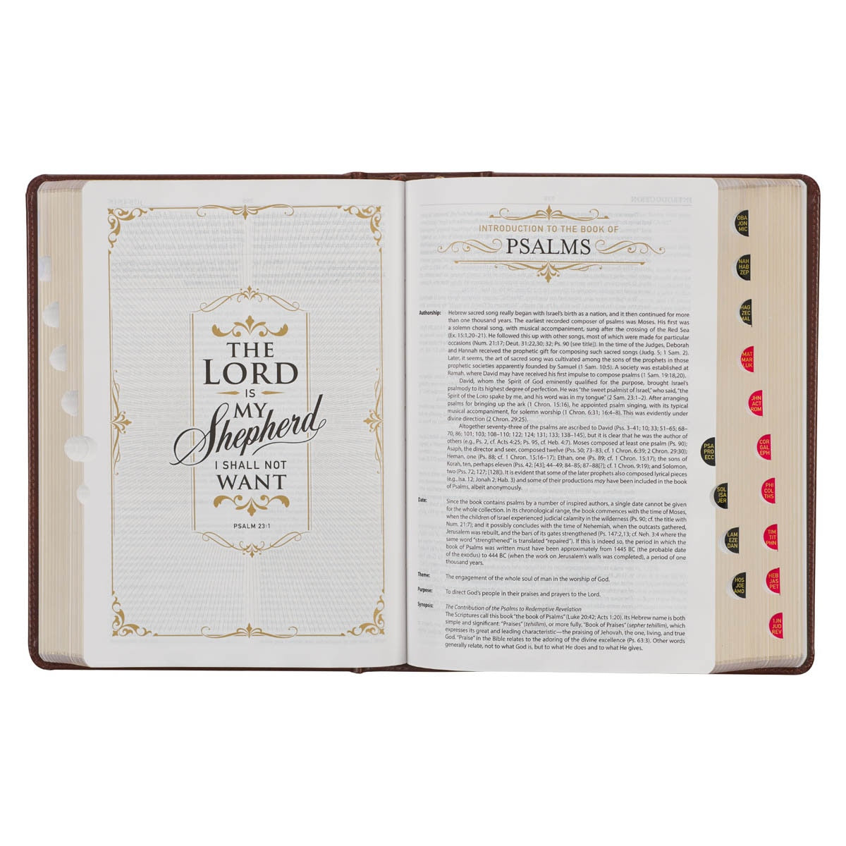 Toffee and Burgundy Faux Leather Hardcover King James Version Study Bible with Thumb Index