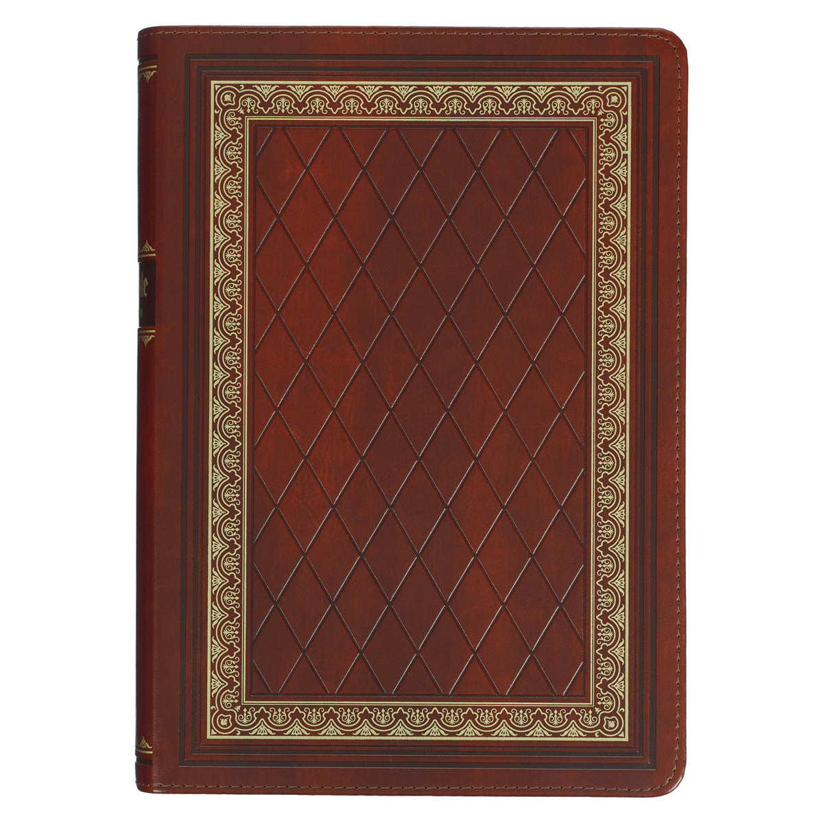 Diamond Grid Saddle Tan Faux Leather King James Version Study Bible with Thumb Index