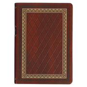 Diamond Grid Saddle Tan Faux Leather King James Version Study Bible with Thumb Index