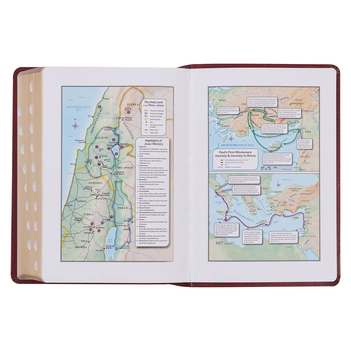 Diamond Grid Saddle Tan Faux Leather King James Version Study Bible with Thumb Index