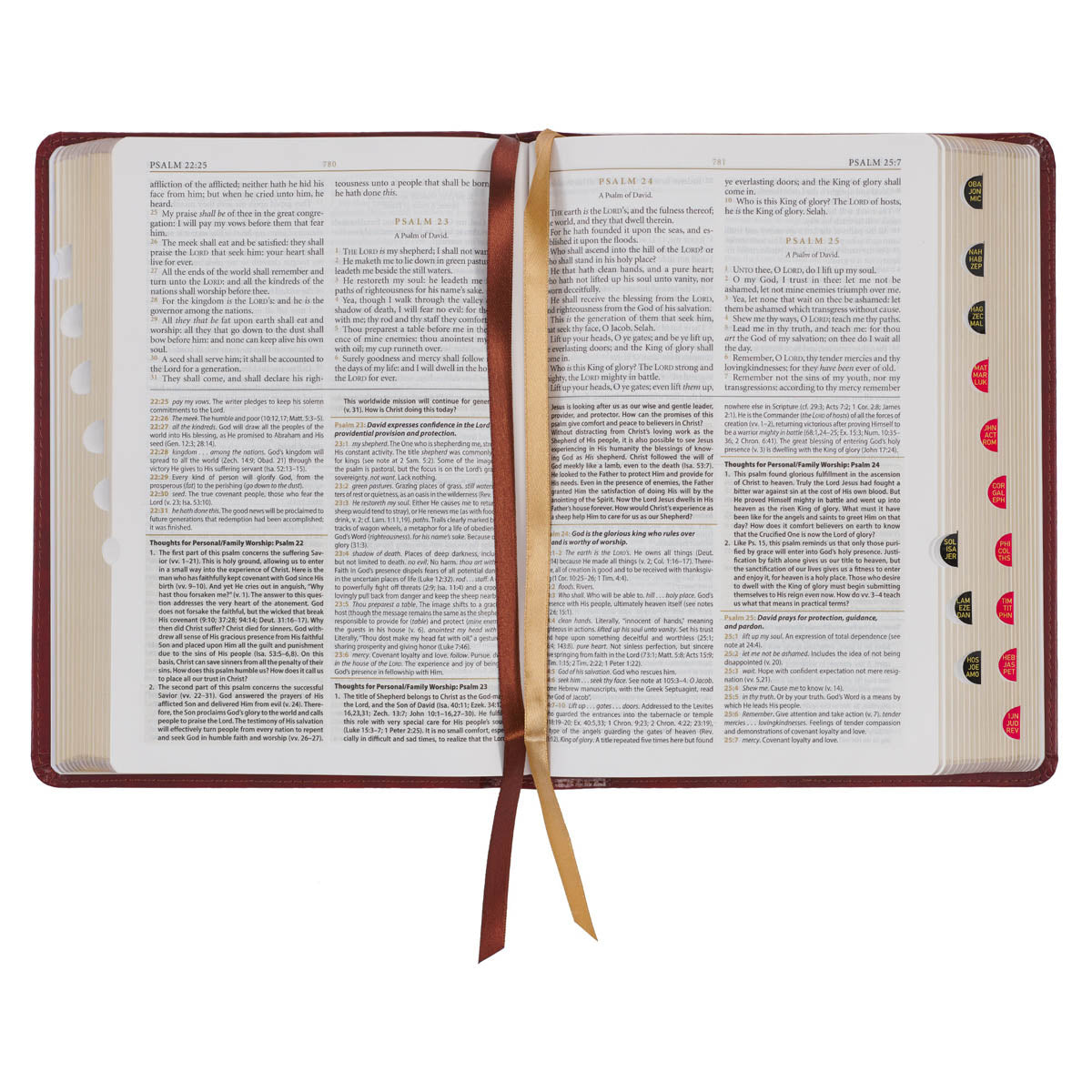 Diamond Grid Saddle Tan Faux Leather King James Version Study Bible with Thumb Index