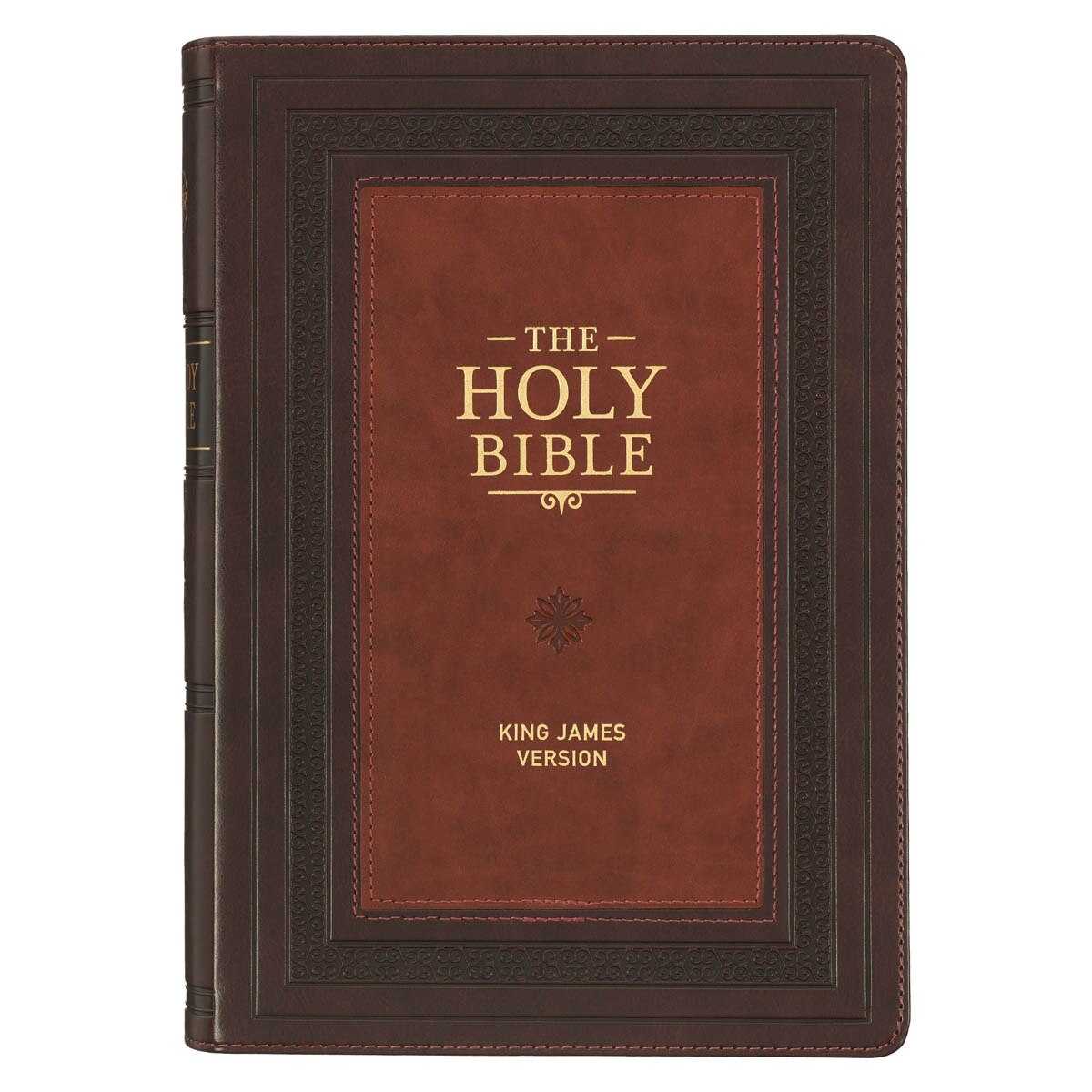 Burgundy and Saddle Tan Faux Leather Large Print King James Version Study Bible with Thumb Index