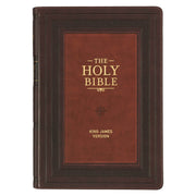 Burgundy and Saddle Tan Faux Leather Large Print King James Version Study Bible with Thumb Index