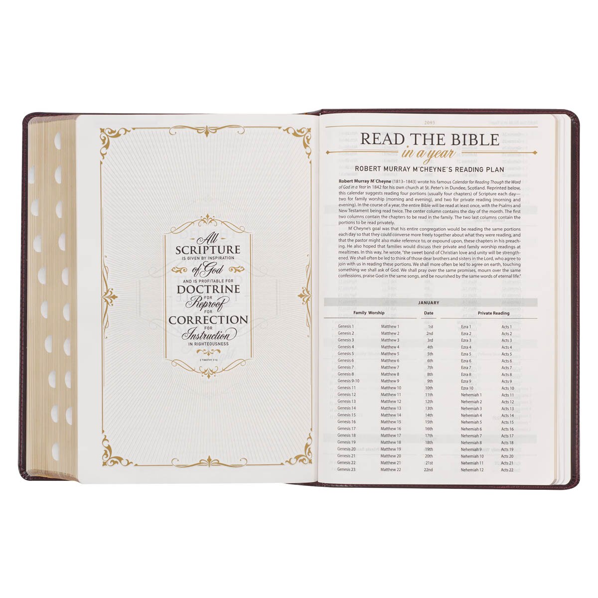 Burgundy and Saddle Tan Faux Leather Large Print King James Version Study Bible with Thumb Index