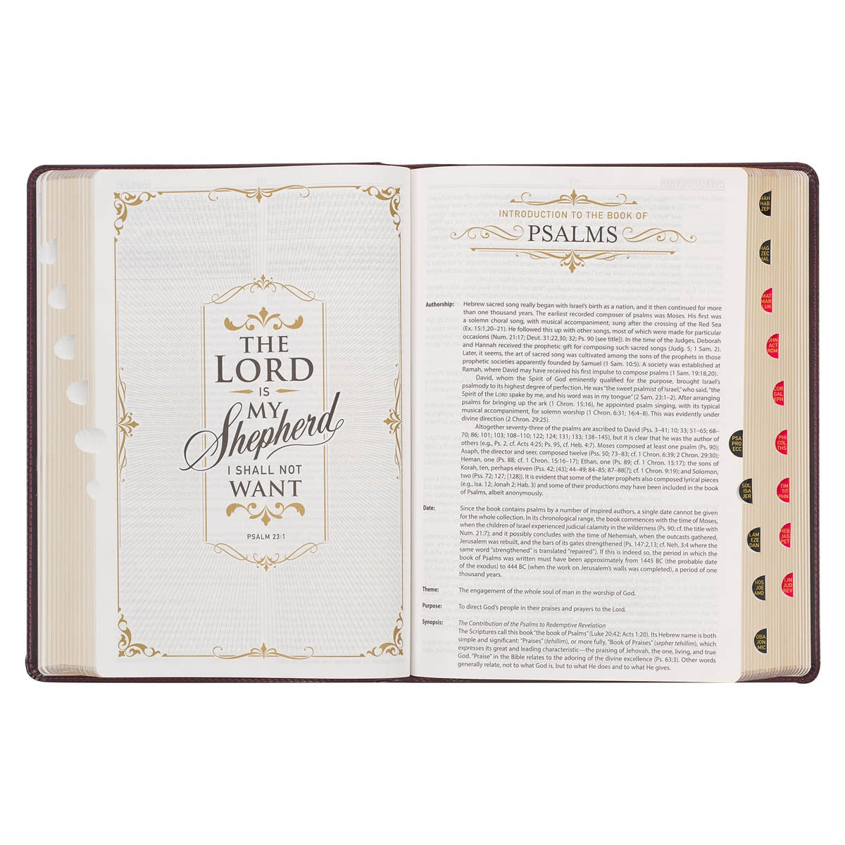 Burgundy and Saddle Tan Faux Leather Large Print King James Version Study Bible with Thumb Index