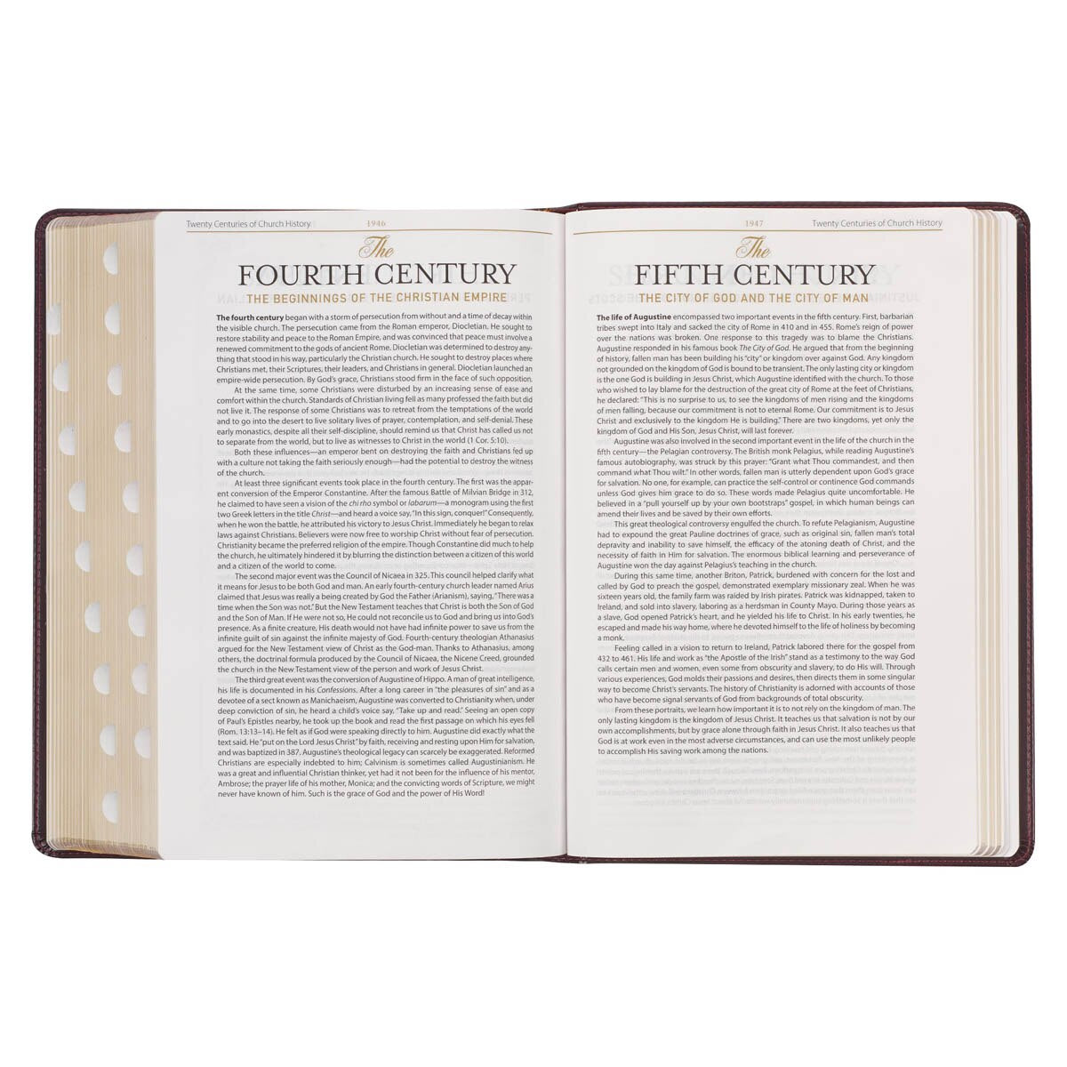 Burgundy and Saddle Tan Faux Leather Large Print King James Version Study Bible with Thumb Index
