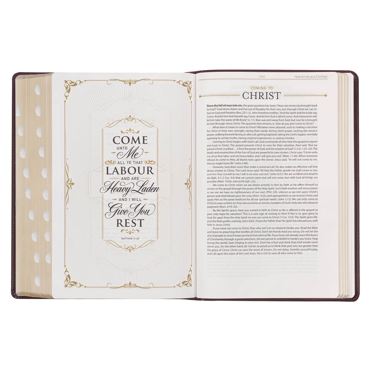 Burgundy and Saddle Tan Faux Leather Large Print King James Version Study Bible with Thumb Index