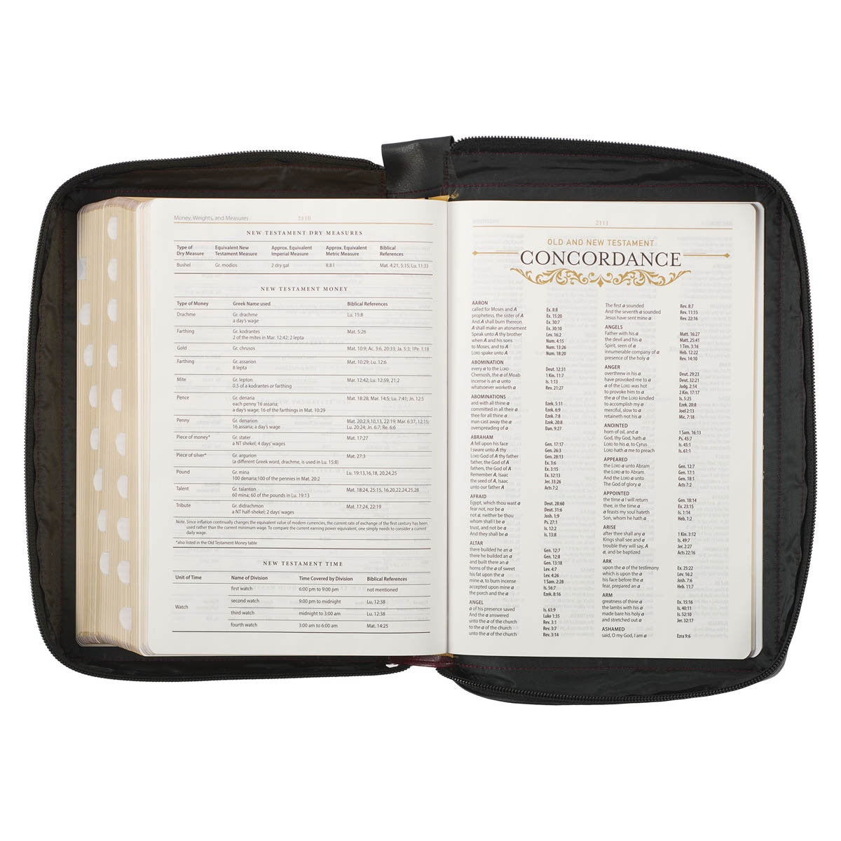 Burgundy and Black Faux Leather King James Version Study Bible with Thumb Index and Zippered Closure