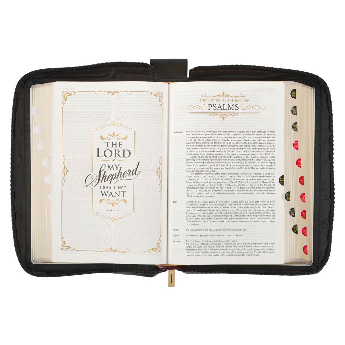 Burgundy and Black Faux Leather King James Version Study Bible with Thumb Index and Zippered Closure