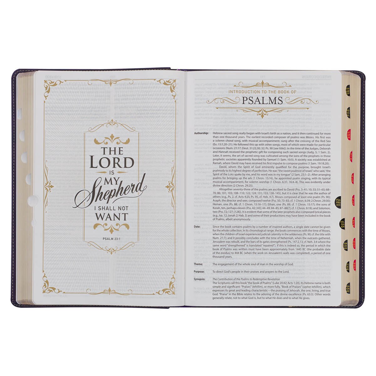 Two-tone Purple Faux Leather Large Print King James Version Study Bible with Thumb Index