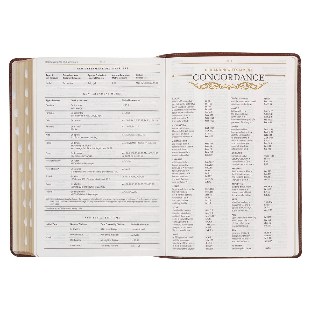 Art Nouveau Framed Toffee Brown Faux Leather Large Print King James Study Bible with Thumb Index