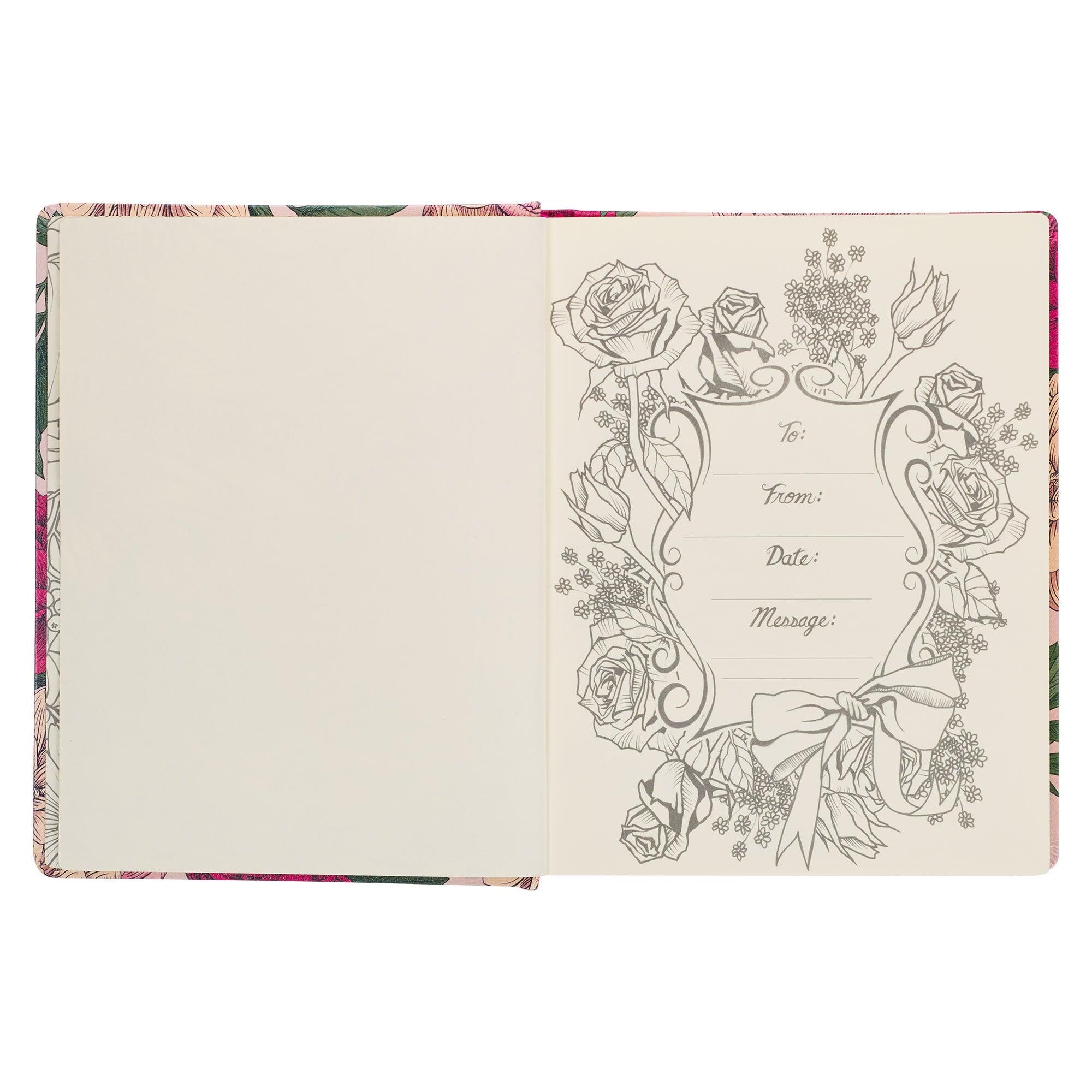 Rose-pink Floral Faux Leather Hardcover KJV My Creative Bible with Elastic Closure