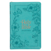 Teal Faux Leather King James Version Deluxe Gift Bible with Thumb Index and Zippered Closure