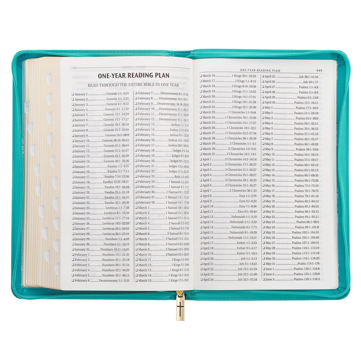 Teal Faux Leather King James Version Deluxe Gift Bible with Thumb Index and Zippered Closure
