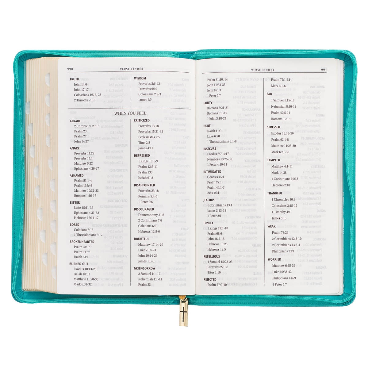 Teal Faux Leather King James Version Deluxe Gift Bible with Thumb Index and Zippered Closure