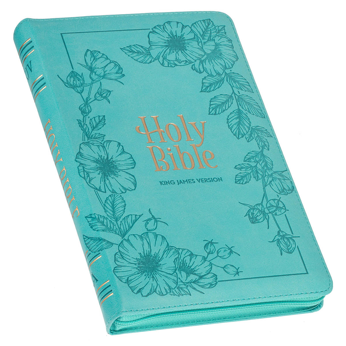 Teal Faux Leather King James Version Deluxe Gift Bible with Thumb Index and Zippered Closure