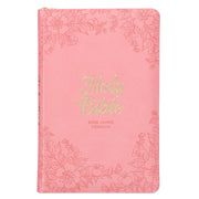Blossom Pink Faux Leather King James Version Deluxe Gift Bible with Thumb Index and Zippered Closure