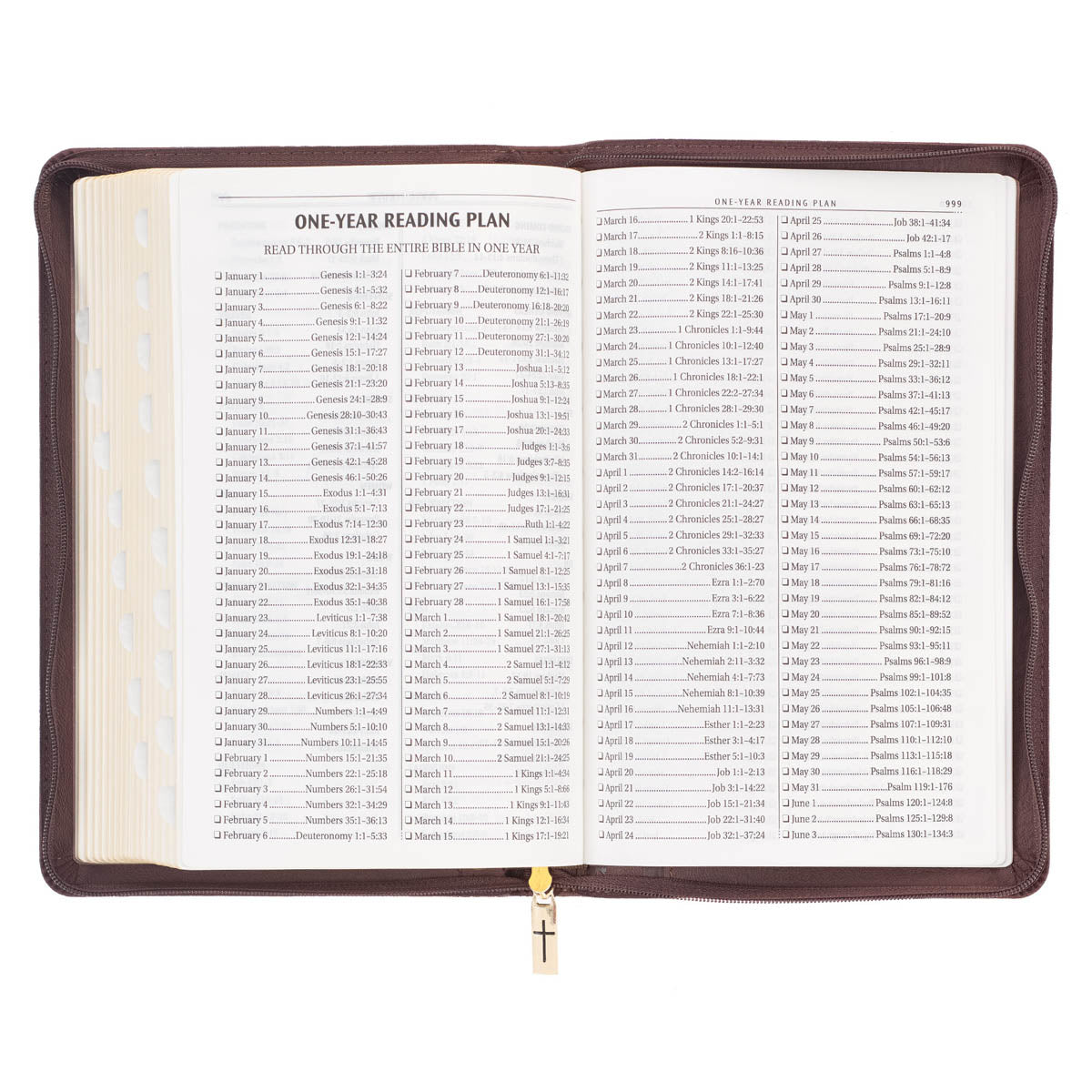 Walnut Brown Faux Leather King James Version Deluxe Gift Bible with Thumb Index and Zippered Closure