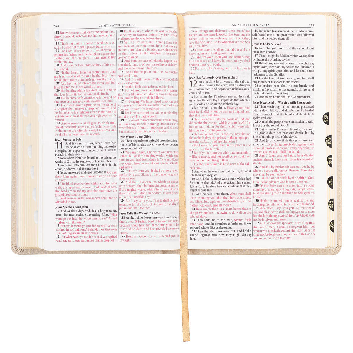 Pearlized Ivory Faux Leather King James Version Deluxe Gift Bible with Thumb Index