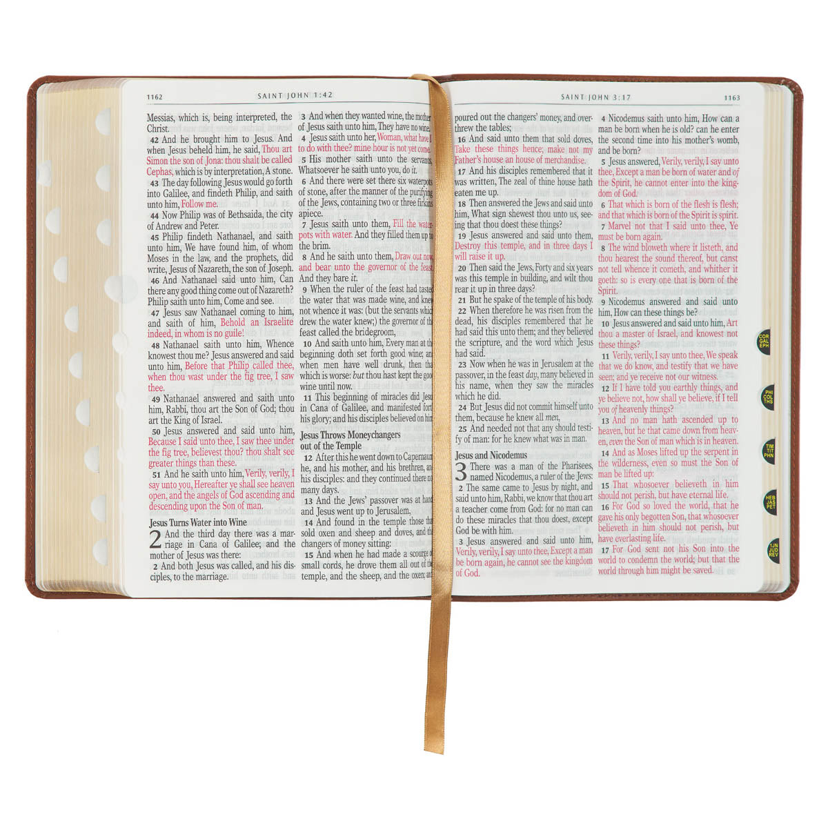 Diamond Honey-brown Faux Leather Full-size Giant Print King James Version Bible with Thumb Index