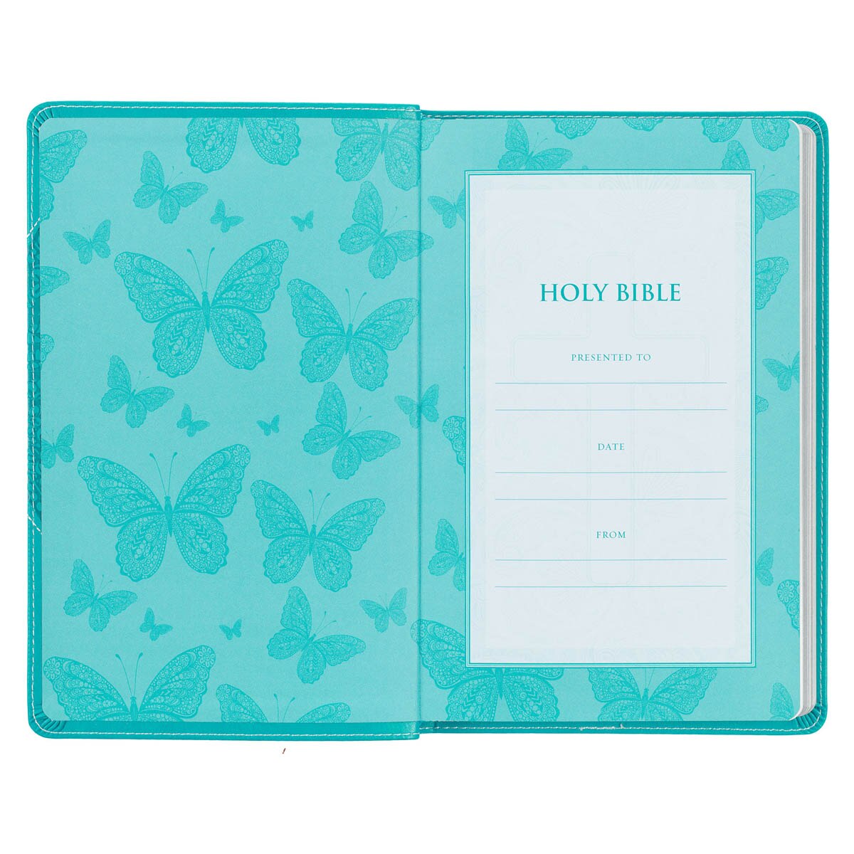 Teal Butterfly Faux Leather King James Version Gift Edition Bible